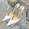 Luxus Strass Ketten Damen Pumps Designer Sandalen High Heels Sommer Knöchelriemen Party Schuhe Star Style Hochzeit Ballschuhe
