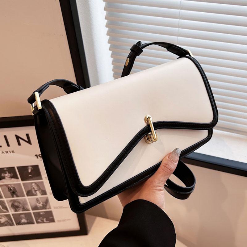 French Niche Design Color Contrast All-Match Crossbody Bag Women New Light Luxury Fashion Square Bags Texture Shoulder Pack
