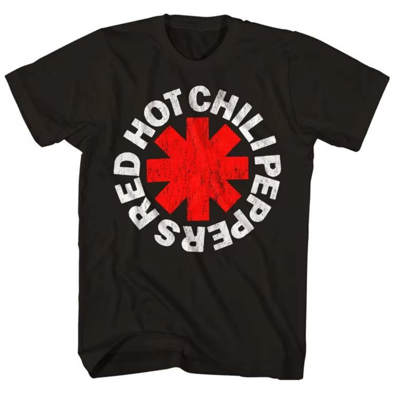 

2026 Новый Хлопковый Футболка Red Hot Chili Peppers Мужской Мультяшный Крутой Забавный Женская и Мужская Футболка Харадзюку Короткий Рукав Свободные Футболки S чёрный