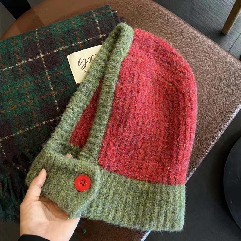 

Осень Зима Японский Стиль Теплая Шапка и Шарф Интегрированный Женский Парный Стиль Защита Ушей Вязаная Шапка Модная