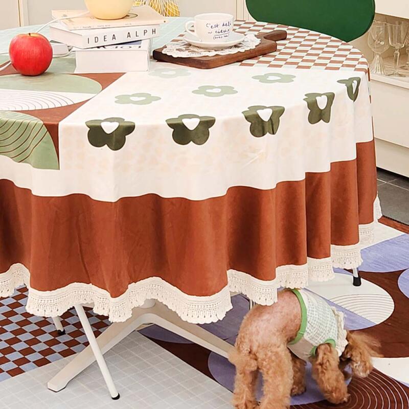 Flinlove Half Moon Brown Softy Water-Repellent Tablecloth