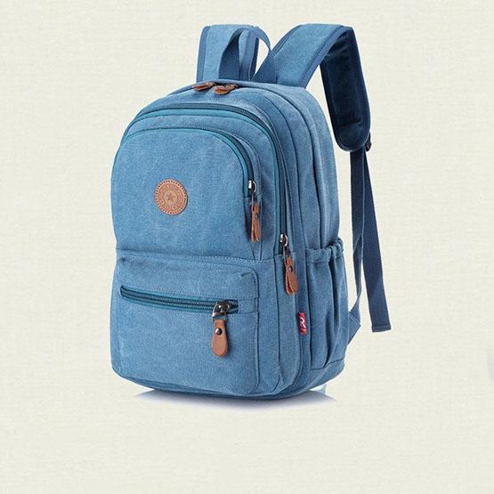 WTEMPO Solid Color Thick Wear-resistant Canvas Backpack Unisex Large-capacity Luggage Bag Denim Student Schoolbag