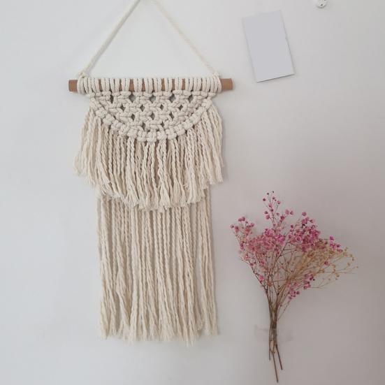 Boho geflochtenes Wandbehang, Geometrischer Wandbehang, Geknüpfter Baumwollseil Wandbehang mit Quasten für Zuhause Schlafzimmer Kinderzimmer Eingangsbereich Wandkunst