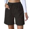 Damen Sommer-Shorts, lässig, Stretch, mittlere Taille, Shorts mit Taschen, Kordelzug, weites Bein