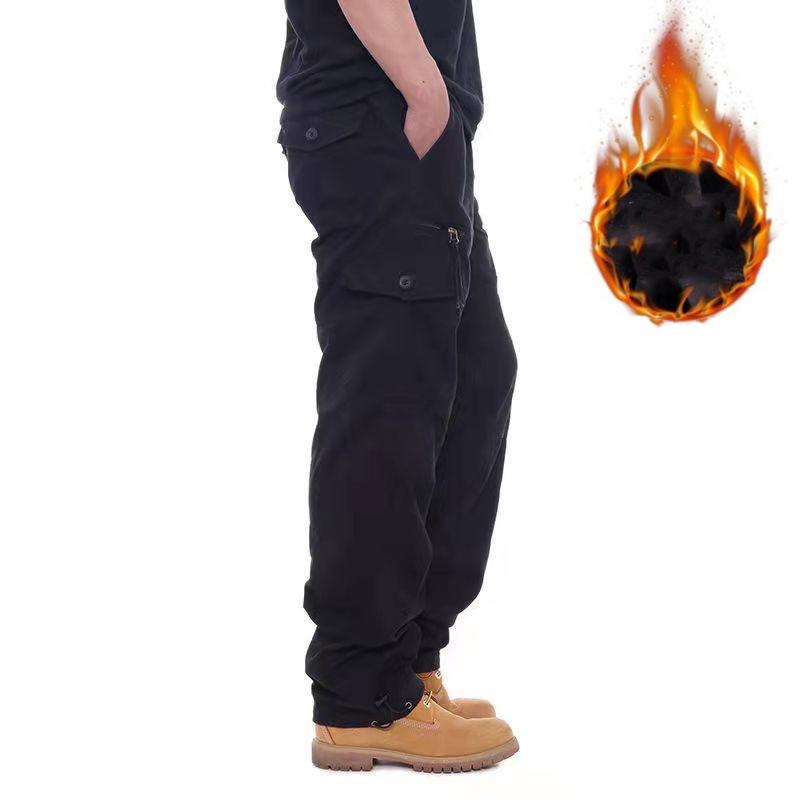 

Зимние мужские брюки-карго, двухслойный флис, теплые, толстые, хлопковые, длинные, мешковатые, повседневные XXXXXL