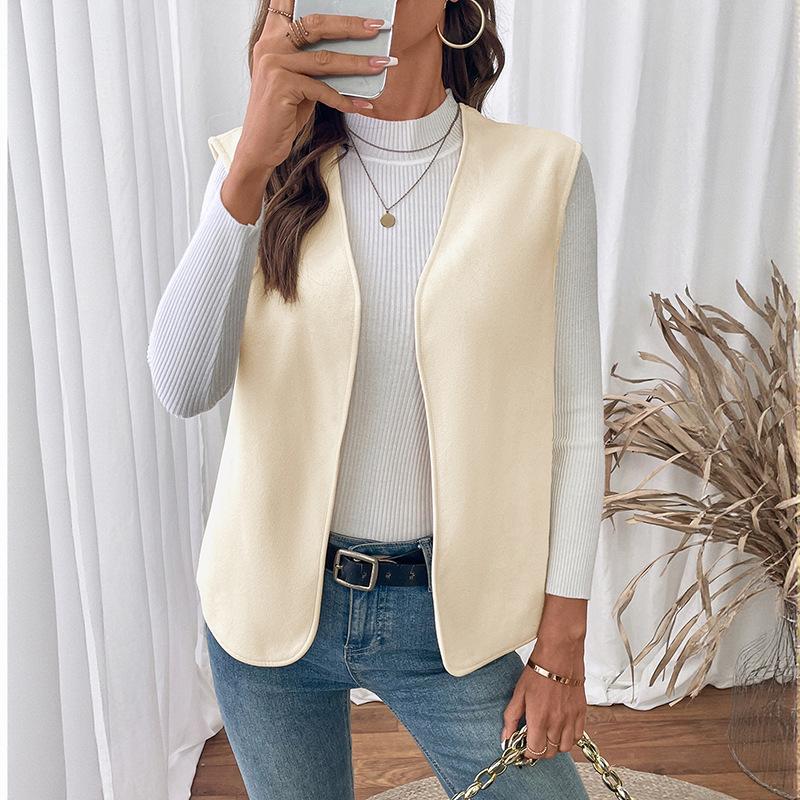 

Однотонный универсальный повседневный жилет, жилет для женщин 4XL абрикосовый