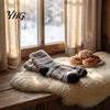 Skiing Thermal Layer Socks Thickened Coral Fleece for Men, Striped Mid-calf Socks, Soft Winter Gift Women Fuzzy Crew Winter, Cold Weather Warm