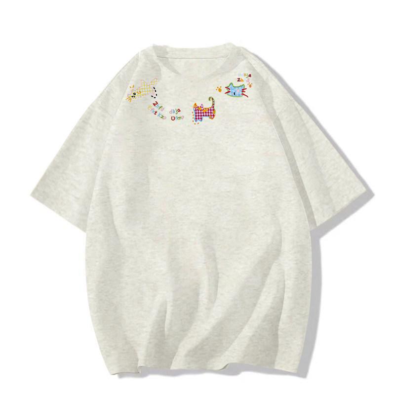 Women's Plus Size Retro Cartoon Short Sleeve T-shirt - American Summer Loose Fit, Petite Design Top