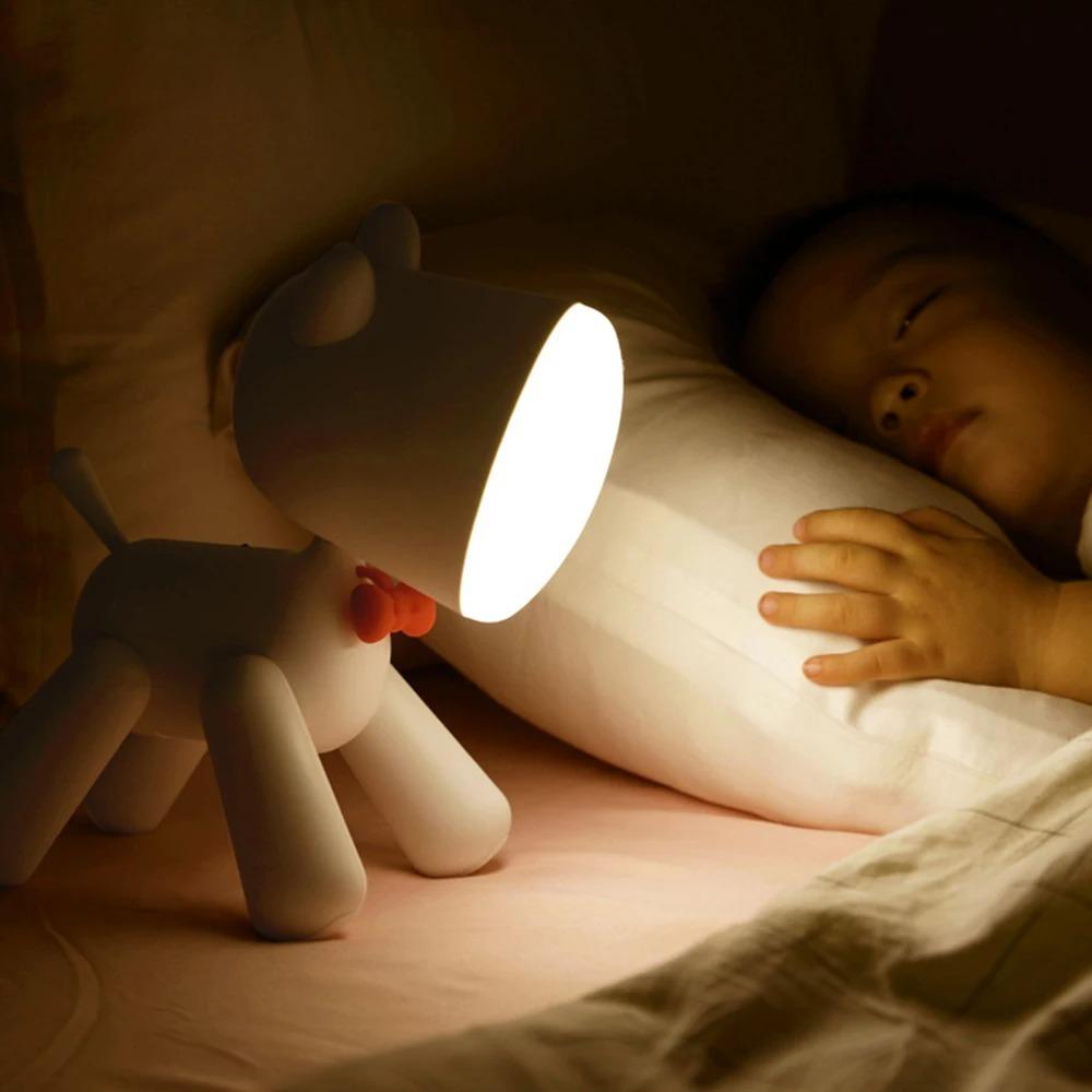 Creative Puppy Night Light Ložnice Home with Bedlight Cartoon Studenti se učí dobíjecí LED malé stolní lampy