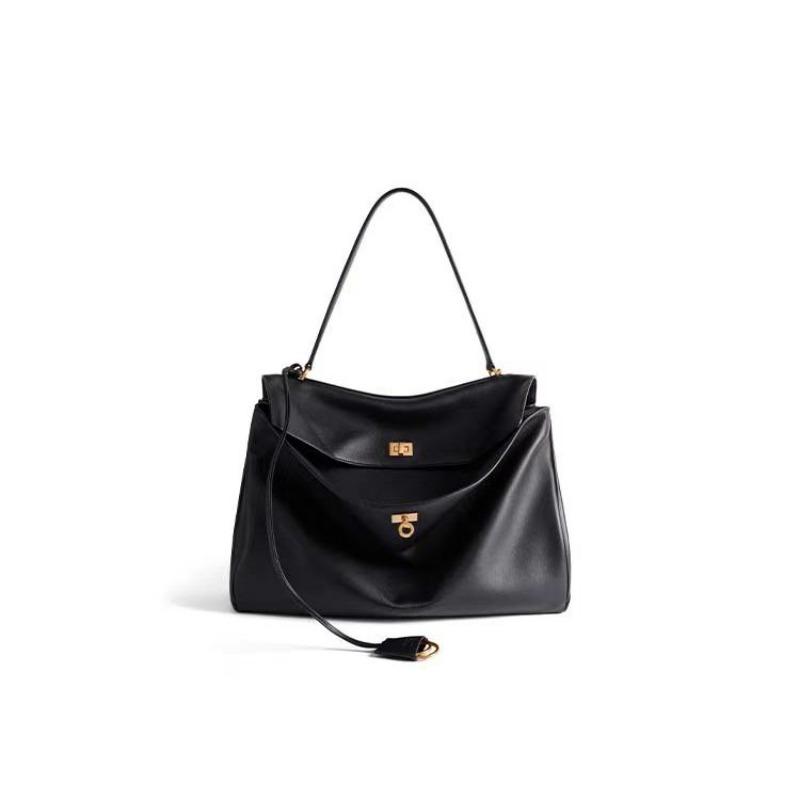 Enkel skulder Tote Topplag Kuskinn Stor kapasitet Tote Bag for kvinner og kvinner