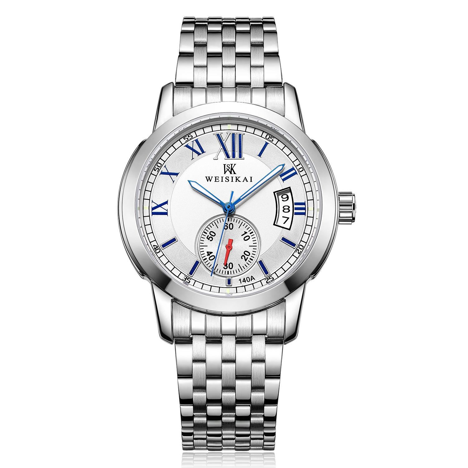 

WEISIKAI 140A Мужские часы Новые роскошные мужские часы высшего бренда с коробкой Водонепроницаемые светящиеся календари Автоматические мужские механические часы синий