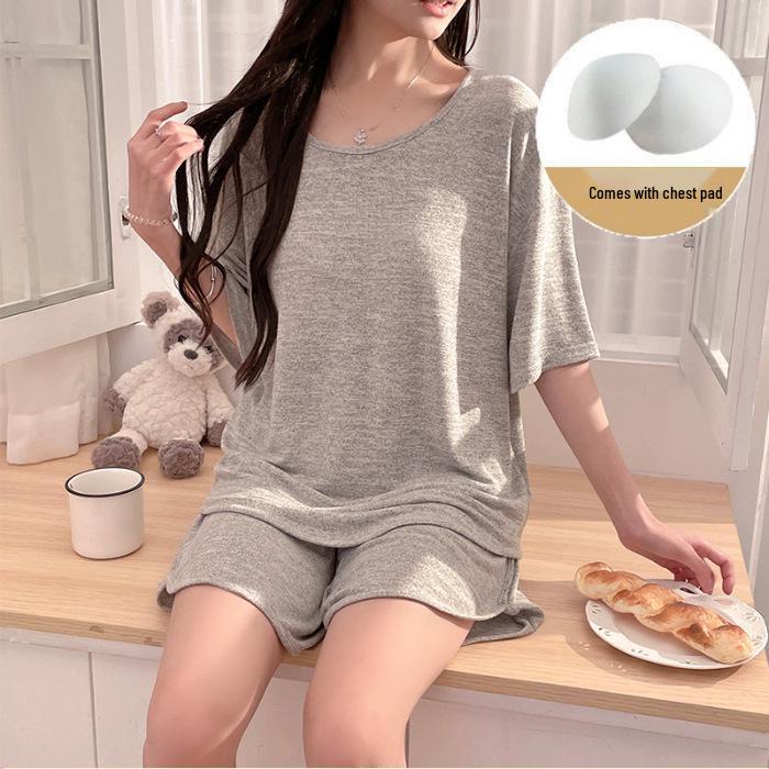 

Теплый летний хлопковый комплект свободного кроя 2025 - Цветная ткань 5211# Medium светло-серый