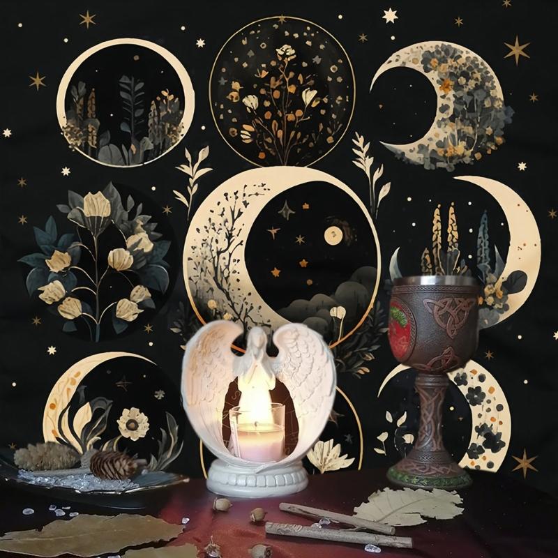 Moon Flower Pattern Astrology Tablecloth Tarot Divinations Tablecloth Altars Cloth Divinations Board Game Accessory