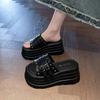 2025 new thick-soled height-increasing cool slippers for women's summer wear super fire French beautiful skirt high-end beach shoes