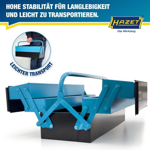 Hazet 190L Professional Toolbox, Large Capacity with 4 Folding Side Trays, Metal Construction, Padlock Included, Portable, Perfect for Mechanics, Cons