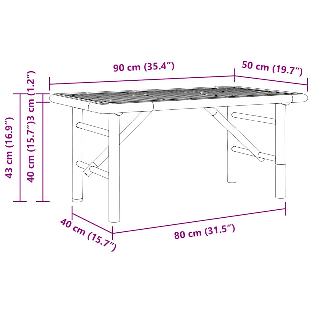Coffee Table Brown 90 X 50 X 43 Cm Bamboo