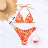 2024 Sexy Bikiny s trojúhelníkovým potiskem: Přeshraniční evropský a americký styl se zavazovacím designem