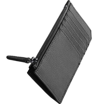 HIGH FIVE Fragment Case, Cowhide Leather Slim Wallet with Card Case, Coin Purse, and Gusset, Smart Wallet for Men and Women, Black