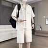 2026 Youth Casual Fashion Set: Men's Short-Sleeved Shirt & Shorts, One-Piece Design
