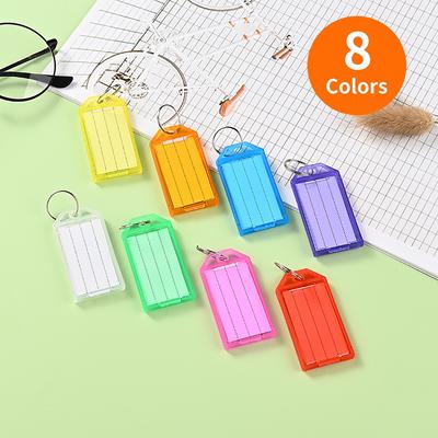8/16Pcs Tough Plastic Key Tags with Split Ring Label Window Assorted Colors Key Chain Label Item Identifiers ID Tag for Keys