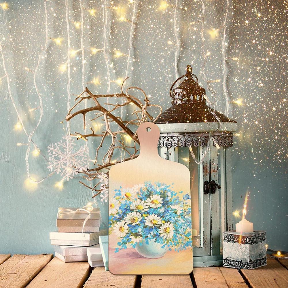 Unfinished Wooden Cutting Board with Handle for DIY Thanksgiving and Christmas Kitchen Crafts