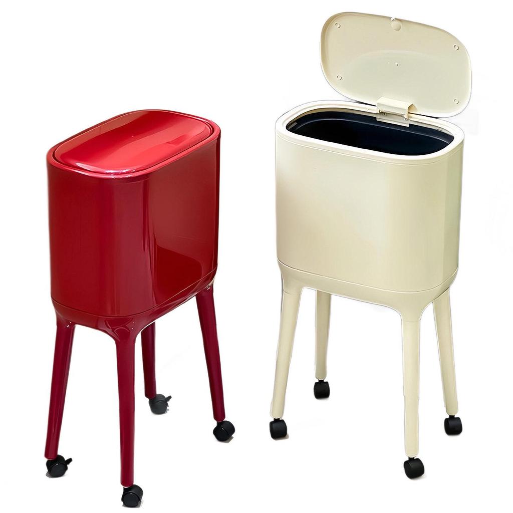 High-Leg Wheeled Trash Can: Stylish, Large-Capacity, with Lid for Kitchen Use