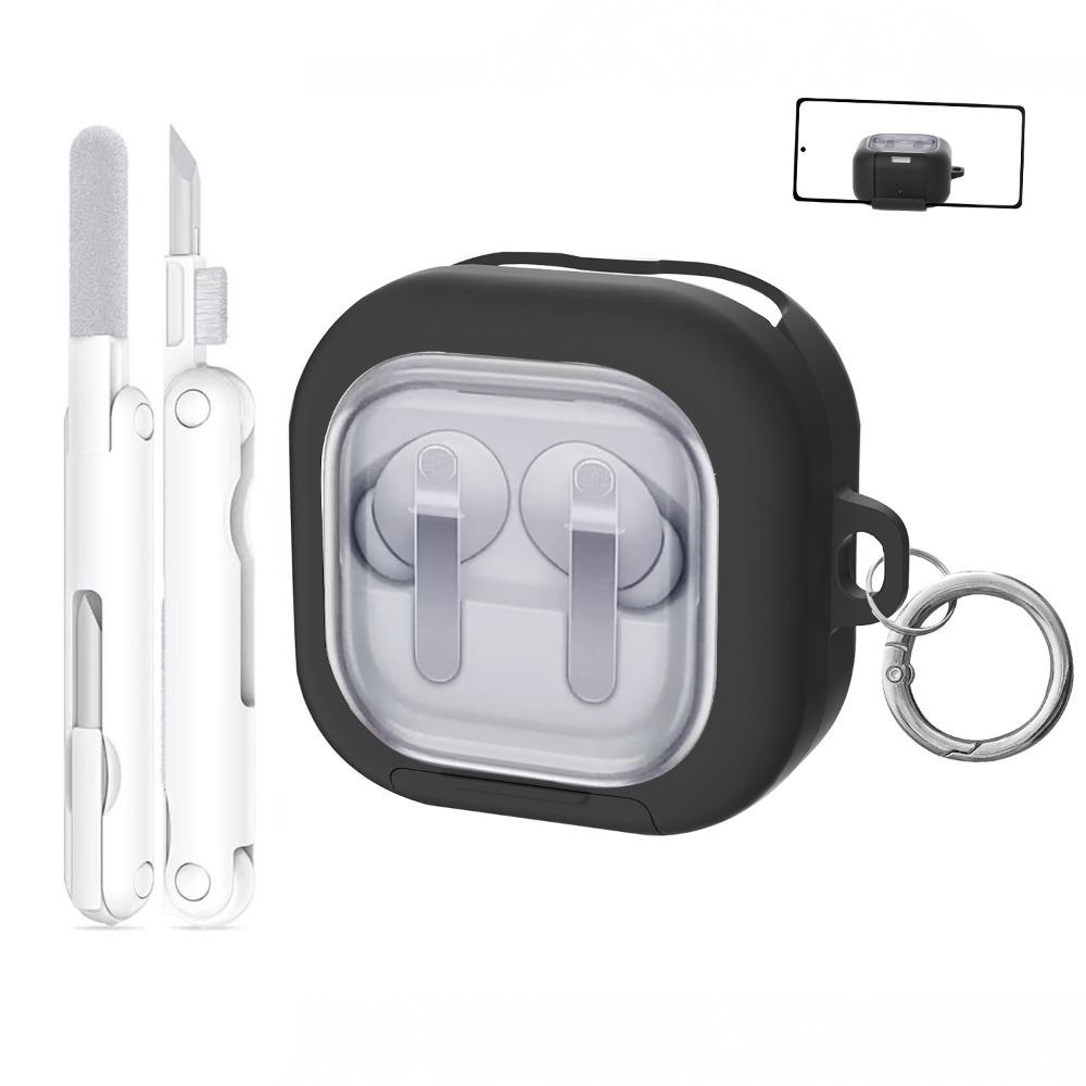 Transparent Earphone Case Silicone Full Cover Shell Protective Case Shockproof with Phone Stand for Samsung Galaxy Buds4/4pro
