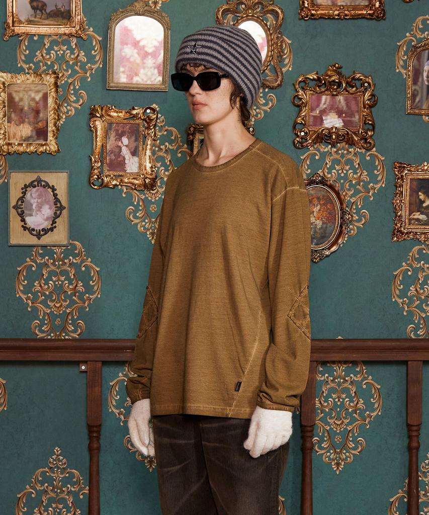 UNALLOYED Dyed Argyle Long Sleeve T-Shirt / Olive