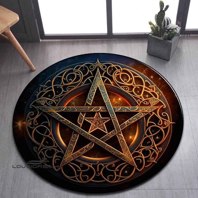 Tree of Life Retro Printed Round Carpet Living Room Bedroom Beautiful Carpet Non -slip Door Pad Floor Mats Birthday Gift