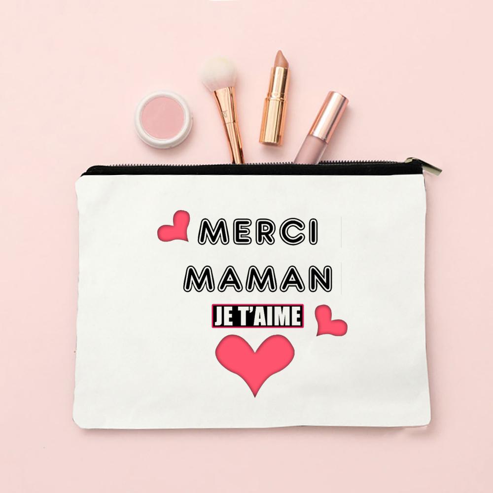 Best Mom French Printed Cosmetic Case Women Makeup Bags Travel Toiletry Organizer Female Wash Storage Pouch Mother's Day Gifts
