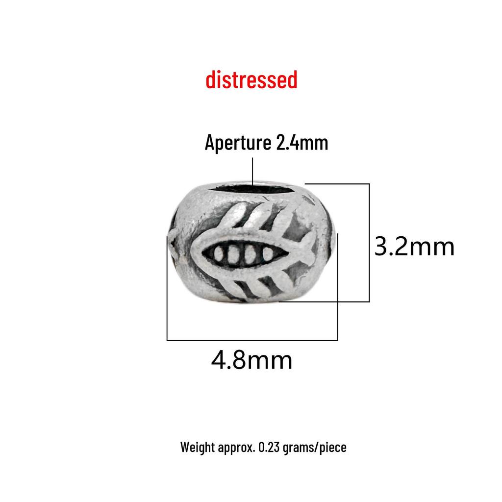S999 Sterling Silver Retro Fish Wheel Beads for DIY Jewelry