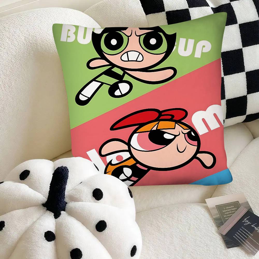 The Cartoon P-Powerpuffs Star Girls Pillow Case Square Pillow Bedroom Sofa Leisure Comfort Cushion Car Home Decoration