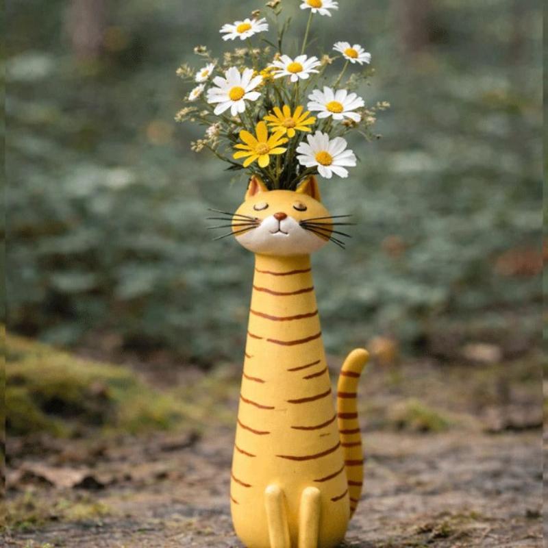 Umweltfreundliche Harz Hund Katze Blumenvase Skurril Niedlich Dekoration Ornament Ungiftig für Zuhause Schreibtisch Kinderzimmer Dekoration