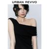 UR Women's Summer Slim-Fit Asymmetrical Neck Spliced T-Shirt