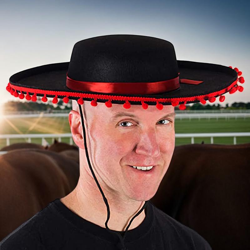 Sombrero Hats Dress Up America Sombrero Hat For Adults Wide Brim Cosplay Costume With Pom-Poms Spanish Outfit Accessories For