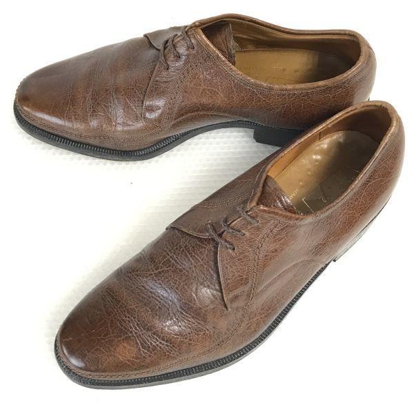 

70s-80s old logo Vintage VAN BOMMEL Goodyear welt leather plain toe 5.5 24.5 brown dress shoes
