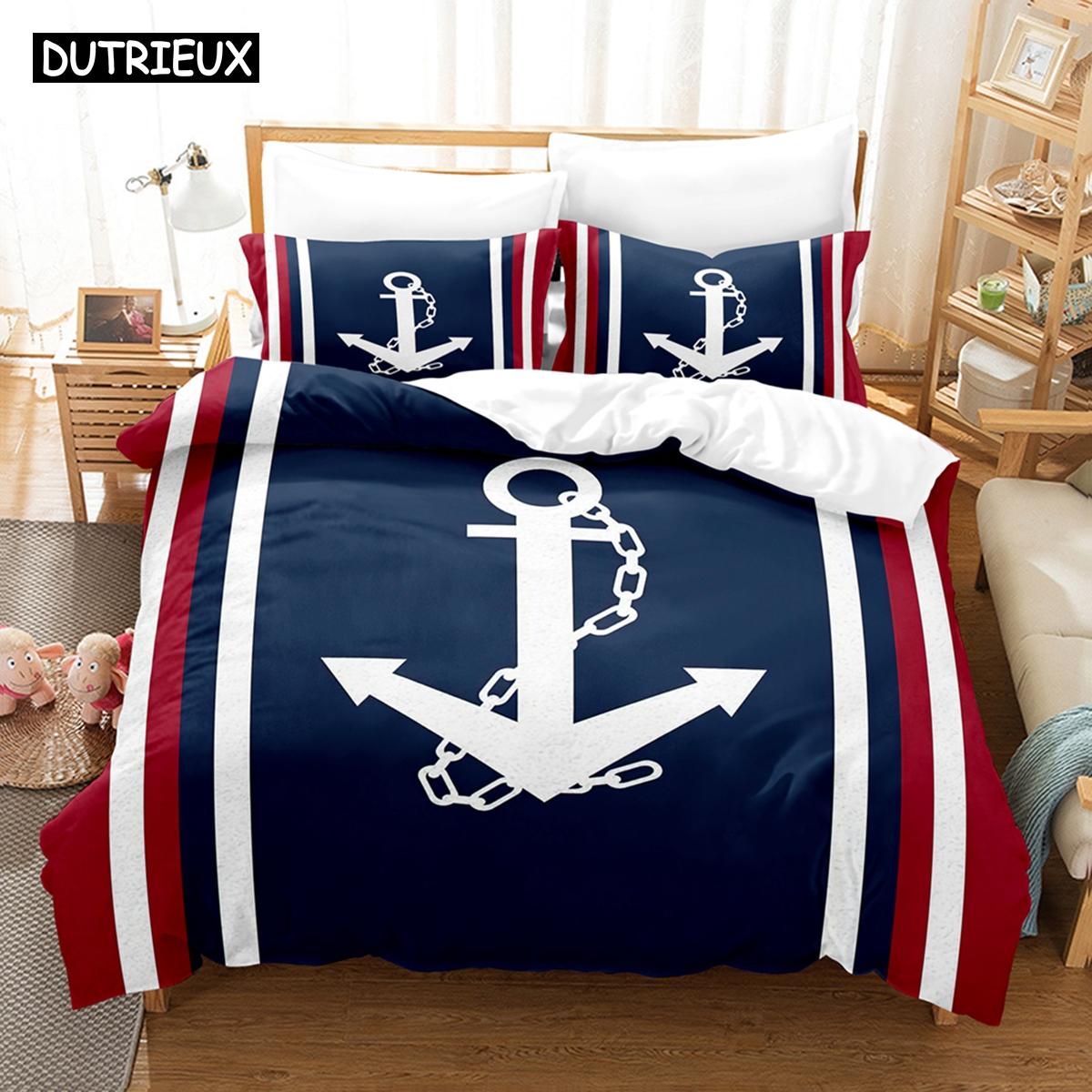 

Nautical Ocean Anchor Bedding Sets 2022 Ocean Spirit Duvet Cover Bedding Set King Queen Bed Linen With Pillowcase Bedclothes AU King(245x210cm)