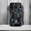 Techy Futuristic Pattern C-Circuit Board Phone Case Black Matte Thin Phone Case For iPhone17 16 15 14 13 ProMax