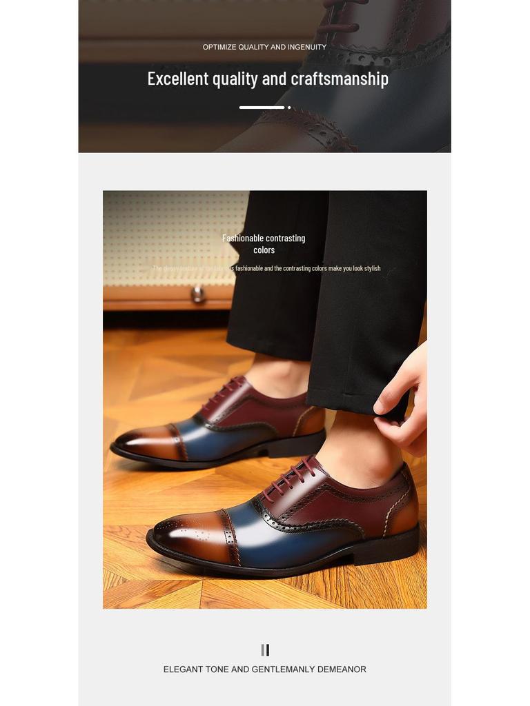 New Brogue Leather Men's Shoes - Stylish, Breathable, Versatile for Business and Weddings In Spring and Autumn