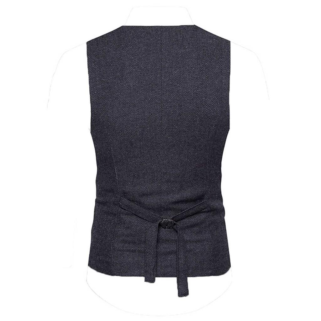 Męska formalna tweedowa dwurzędowa kamizelka Retro dopasowana marynarka garniturowa
