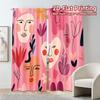 Set Of 2 Flat Printing Jit Curtains Without Rod Abstract Faces Deco Chic Print Versatile Polyester Fabric Curtain Made
