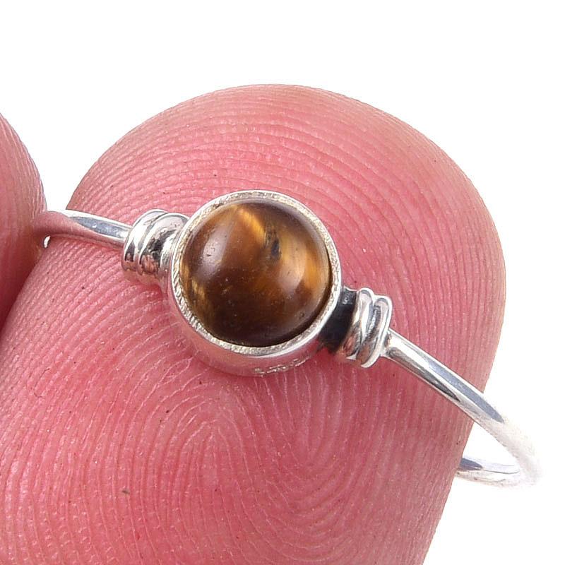 

Кольцо из стерлингового серебра 925 пробы с натуральным тигровым глазом ручной работы, размер 7, D3h26