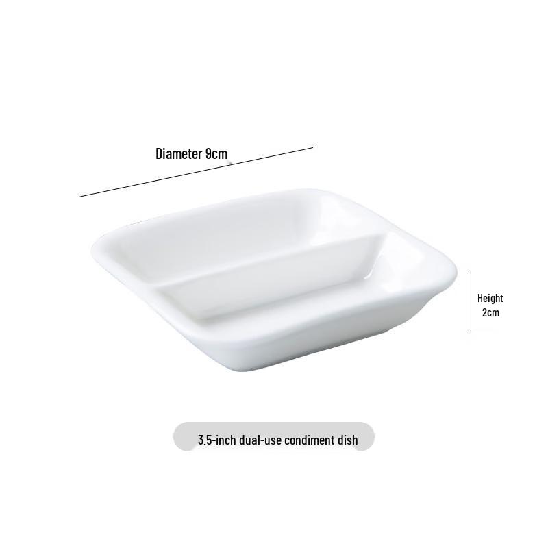 777 Minimalist Bone China Dual-Compartment Sauce Dish Set