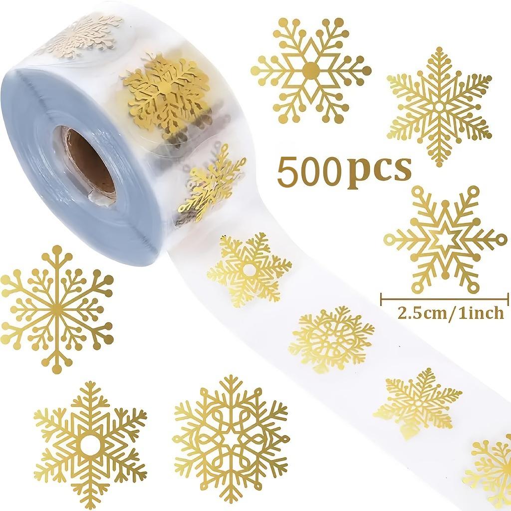 

500pcs/Roll Golden Snowflake Stickers Transparent Self-Adhesive Decoration Christmas Holiday DIY Crafts Scrapbooking Supplies 2.5cm