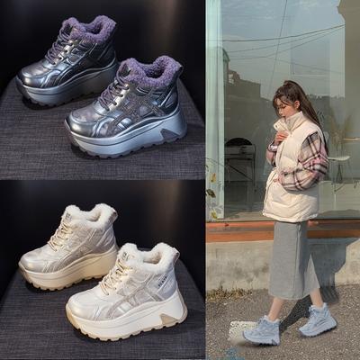 Snow Boots, Women's Shoes, Fleece and Thickened Height-increasing Cotton Shoes, Thick-soled Dad Shoes