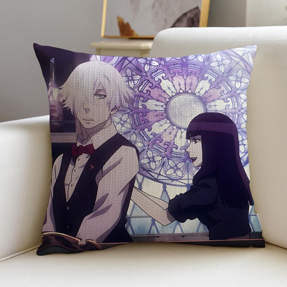 Mysterious DDeath ParadeS Cushion Cover Breathable and skinfriendly linen pillowcase square removable and washable cushion