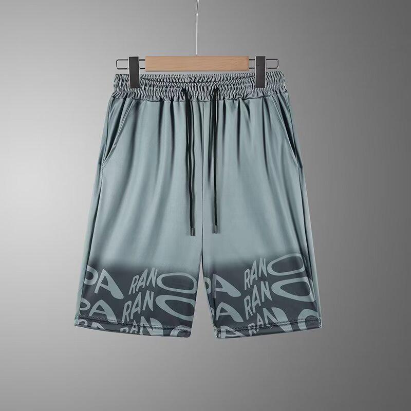 

Мужские свободные шорты из ледяного шелка на лето; быстросохнущий, модный, идеально подходит для занятий спортом или повседневной носки. 5XL темно-серого