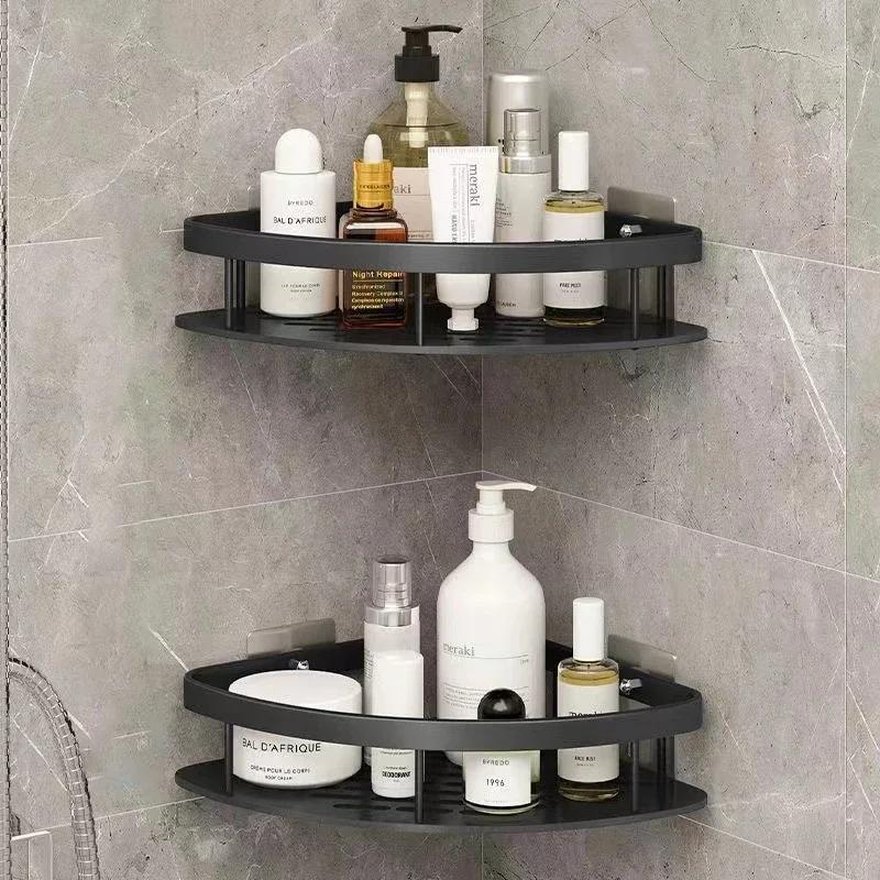 Bathroom Shelf Makeup Storage Organizer Aluminum Alloy Shampoo Rack Shower Shelf Bathroom Accessories No Drill Wall Shelf