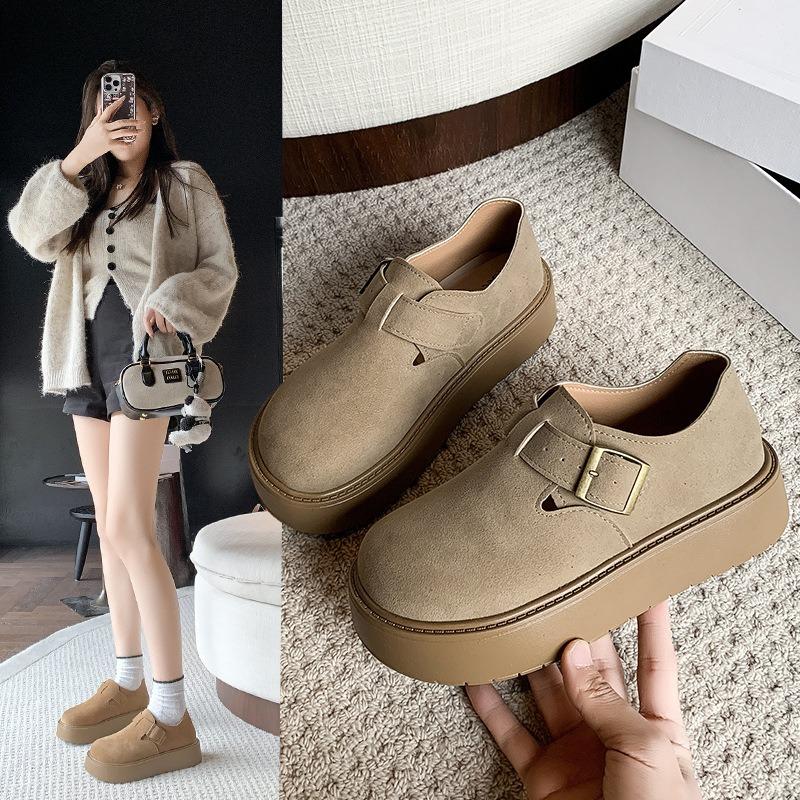 Retro thick-soled bag head and half slippers for women, new in spring and autumn, lazy woman with one foot