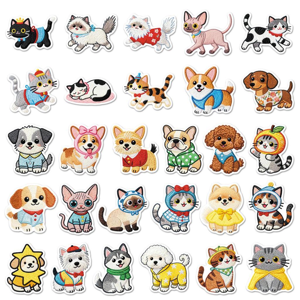 56 Cute Kawaii Cartoon Cat & Dog Stickers: Creative Decor for Water Cups, Refrigerators & Planners